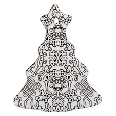 Black Psychedelic Pattern Ornament (christmas Tree) 