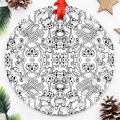 Black Psychedelic Pattern Round Filigree Ornament (two Sides)