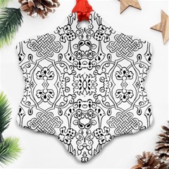 Black Psychedelic Pattern Snowflake Ornament (two Sides) by Mariart