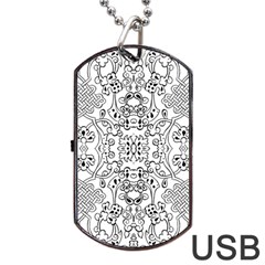 Black Psychedelic Pattern Dog Tag Usb Flash (two Sides) by Mariart