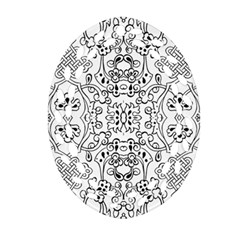 Black Psychedelic Pattern Oval Filigree Ornament (two Sides) by Mariart