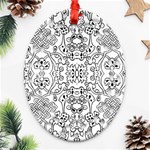 Black Psychedelic Pattern Oval Filigree Ornament (Two Sides) Back