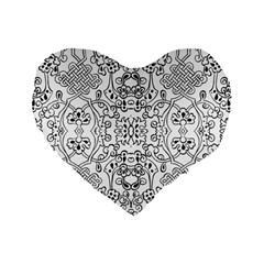 Black Psychedelic Pattern Standard 16  Premium Heart Shape Cushions