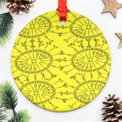 Yellow Flower Floral Circle Sexy Ornament (round) by Mariart