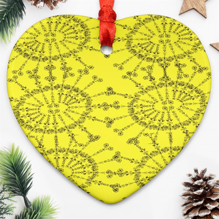 Yellow Flower Floral Circle Sexy Ornament (Heart)