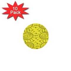 Yellow Flower Floral Circle Sexy 1  Mini Buttons (10 Pack) 