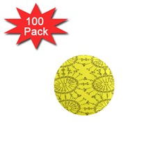 Yellow Flower Floral Circle Sexy 1  Mini Magnets (100 Pack)  by Mariart