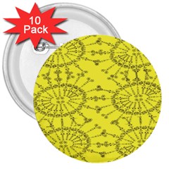 Yellow Flower Floral Circle Sexy 3  Buttons (10 Pack) 