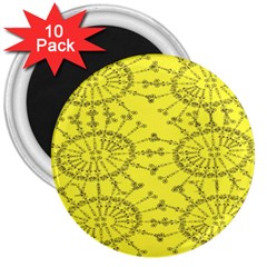 Yellow Flower Floral Circle Sexy 3  Magnets (10 Pack)  by Mariart