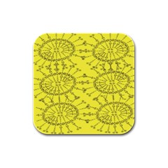 Yellow Flower Floral Circle Sexy Rubber Square Coaster (4 Pack) 