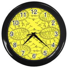 Yellow Flower Floral Circle Sexy Wall Clocks (black)