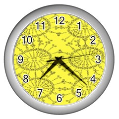 Yellow Flower Floral Circle Sexy Wall Clocks (silver)  by Mariart