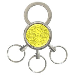 Yellow Flower Floral Circle Sexy 3-ring Key Chains by Mariart