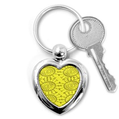 Yellow Flower Floral Circle Sexy Key Chains (heart)  by Mariart