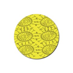 Yellow Flower Floral Circle Sexy Rubber Coaster (round)  by Mariart