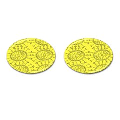 Yellow Flower Floral Circle Sexy Cufflinks (oval) by Mariart