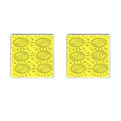 Yellow Flower Floral Circle Sexy Cufflinks (square) by Mariart