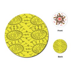 Yellow Flower Floral Circle Sexy Playing Cards (round) 