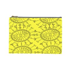 Yellow Flower Floral Circle Sexy Cosmetic Bag (large)  by Mariart