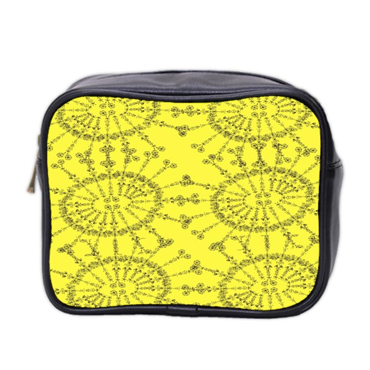 Yellow Flower Floral Circle Sexy Mini Toiletries Bag 2-Side