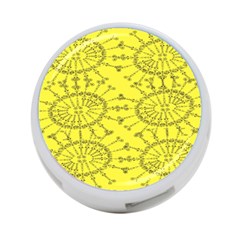 Yellow Flower Floral Circle Sexy 4-port Usb Hub (one Side)