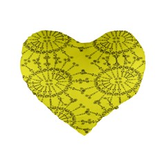 Yellow Flower Floral Circle Sexy Standard 16  Premium Heart Shape Cushions by Mariart