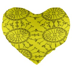 Yellow Flower Floral Circle Sexy Large 19  Premium Heart Shape Cushions by Mariart