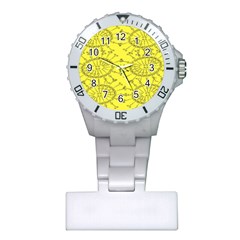 Yellow Flower Floral Circle Sexy Plastic Nurses Watch by Mariart