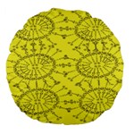 Yellow Flower Floral Circle Sexy Large 18  Premium Flano Round Cushions Front