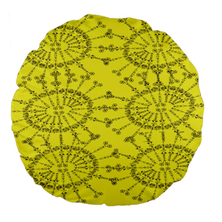 Yellow Flower Floral Circle Sexy Large 18  Premium Flano Round Cushions