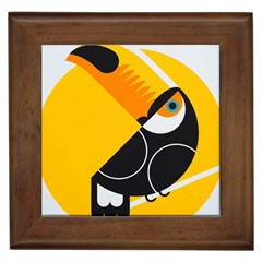 Cute Toucan Bird Cartoon Yellow Black Framed Tiles by Mariart