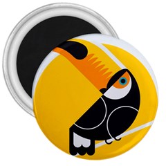 Cute Toucan Bird Cartoon Yellow Black 3  Magnets by Mariart