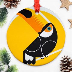 Cute Toucan Bird Cartoon Yellow Black Ornament (round)