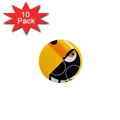 Cute Toucan Bird Cartoon Yellow Black 1  Mini Magnet (10 Pack)  by Mariart