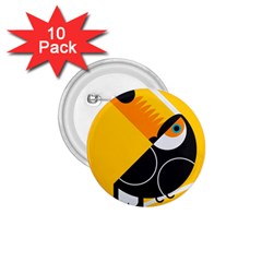 Cute Toucan Bird Cartoon Yellow Black 1 75  Buttons (10 Pack) by Mariart