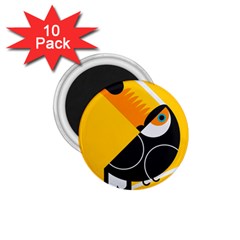 Cute Toucan Bird Cartoon Yellow Black 1 75  Magnets (10 Pack)  by Mariart