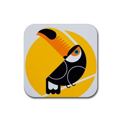 Cute Toucan Bird Cartoon Yellow Black Rubber Coaster (square)  by Mariart