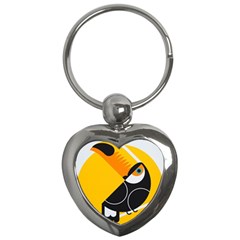 Cute Toucan Bird Cartoon Yellow Black Key Chains (heart) 