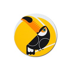 Cute Toucan Bird Cartoon Yellow Black Magnet 3  (round)