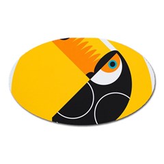 Cute Toucan Bird Cartoon Yellow Black Oval Magnet by Mariart