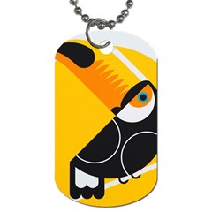 Cute Toucan Bird Cartoon Yellow Black Dog Tag (one Side)