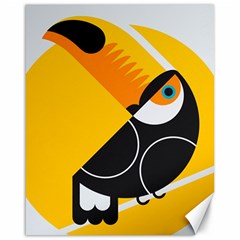 Cute Toucan Bird Cartoon Yellow Black Canvas 16  X 20   by Mariart