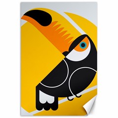 Cute Toucan Bird Cartoon Yellow Black Canvas 24  X 36 