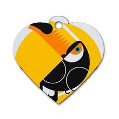 Cute Toucan Bird Cartoon Yellow Black Dog Tag Heart (two Sides) by Mariart