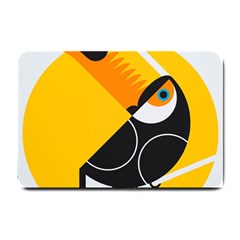 Cute Toucan Bird Cartoon Yellow Black Small Doormat  by Mariart