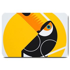 Cute Toucan Bird Cartoon Yellow Black Large Doormat  by Mariart