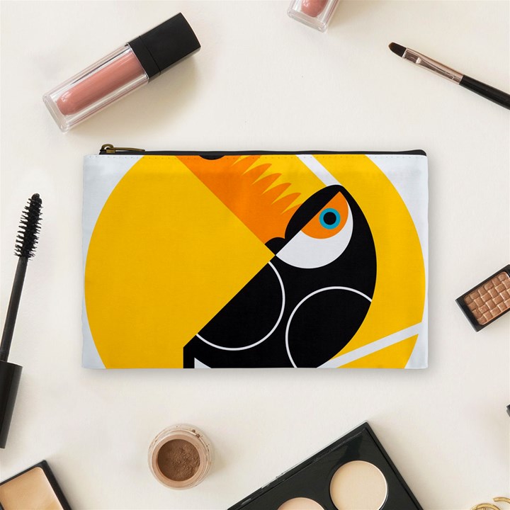 Cute Toucan Bird Cartoon Yellow Black Cosmetic Bag (Medium) 