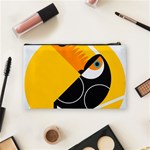 Cute Toucan Bird Cartoon Yellow Black Cosmetic Bag (Medium)  Back