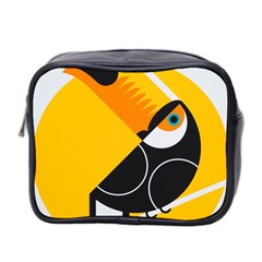 Cute Toucan Bird Cartoon Yellow Black Mini Toiletries Bag 2-side by Mariart