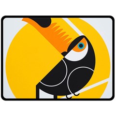 Cute Toucan Bird Cartoon Yellow Black Fleece Blanket (large)  by Mariart